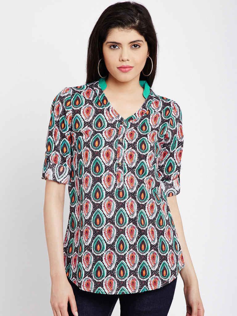 Buy Imperial Red Short Kurti In Crepe With Bandhani Printed Checks And  Floral Motifs Online - Kalki Fashion